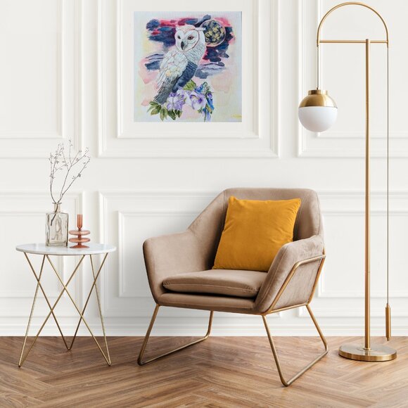 Original Painting Owl Moon Nature Wall Art - Picture 2 of 2